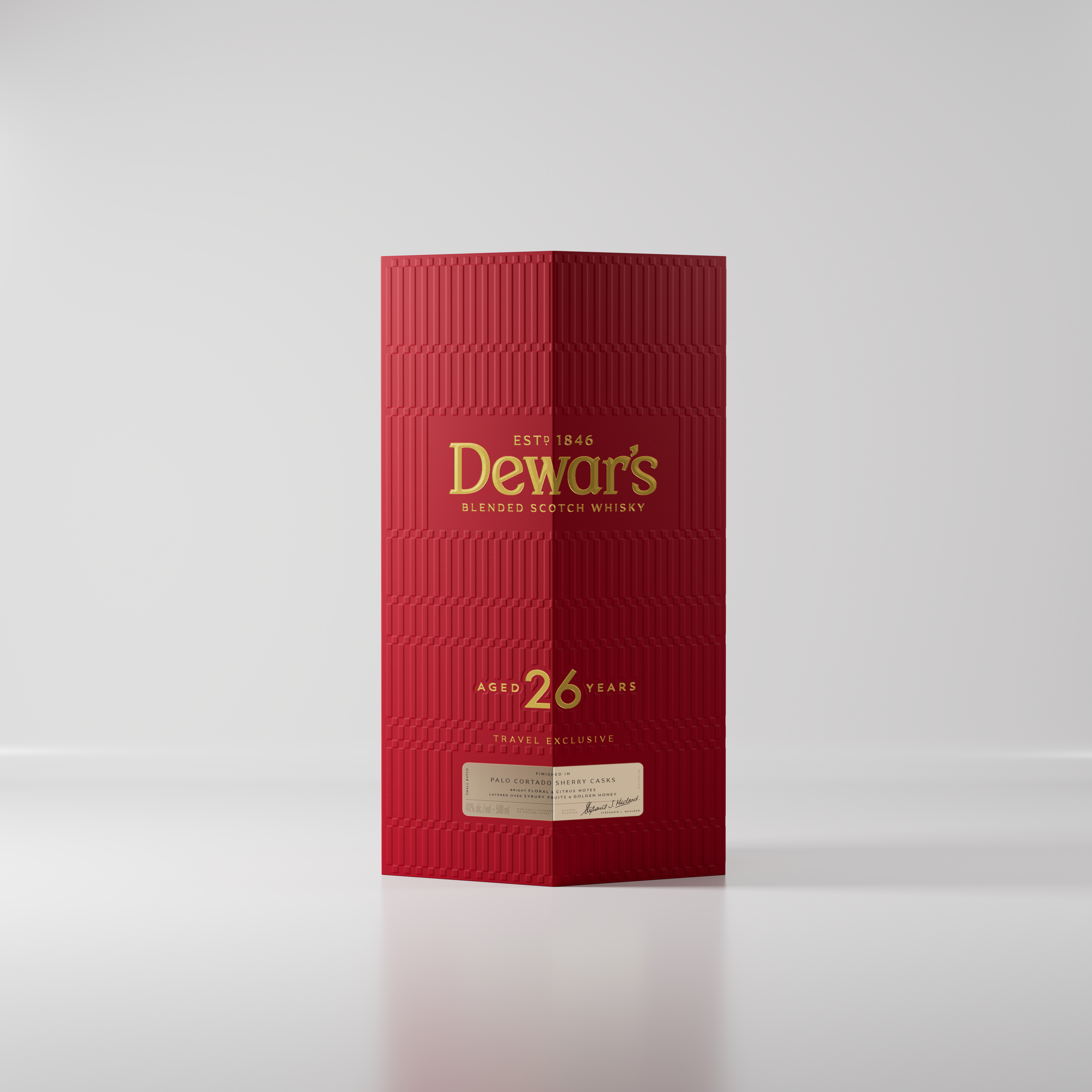 Dewar's 26 year whisky presentation box CGI render